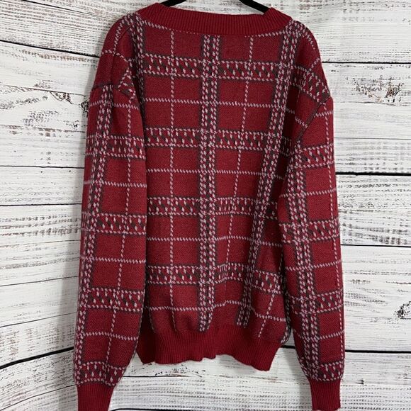RSQ cardigan Mens Size Large plaid knit button up Academia V Neck Sweater New - Picture 6 of 12